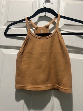 Free People Happiness Cropped Ribbed Tank Top - Caramel